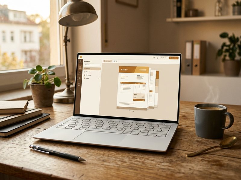 Angebotsprogramm im Browser: Angebot als PDF auf dem Laptop erstellen