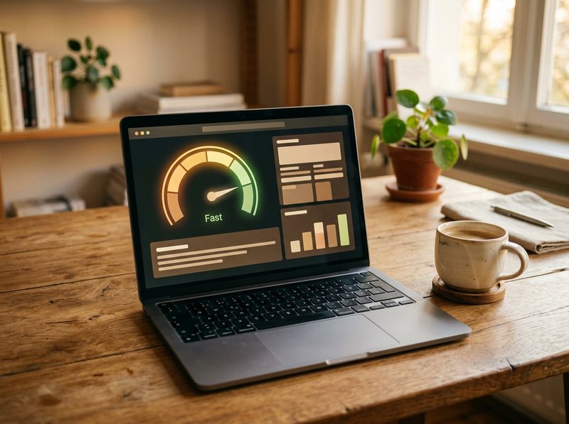Website-Ladezeit und Struktur als Analyse auf einem Laptop
