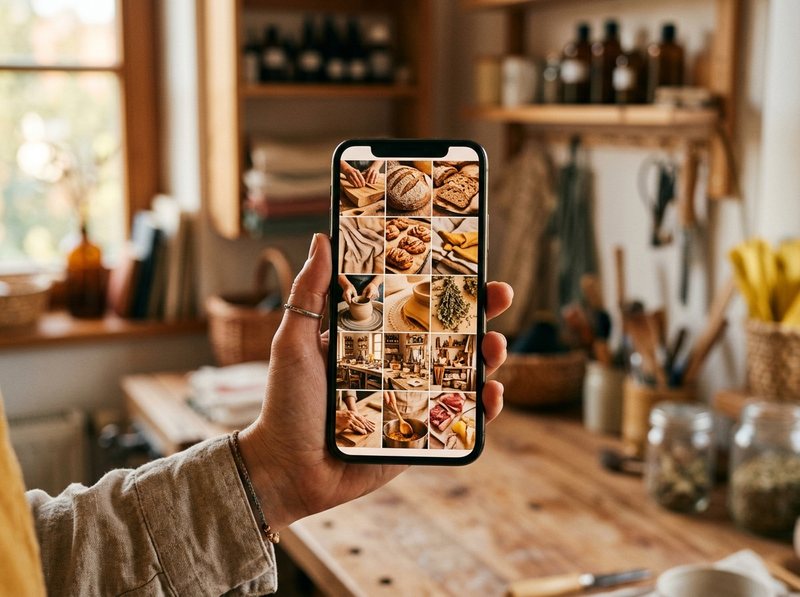 Instagram-Feed eines Handwerks- und Gastro-Betriebs auf dem Smartphone