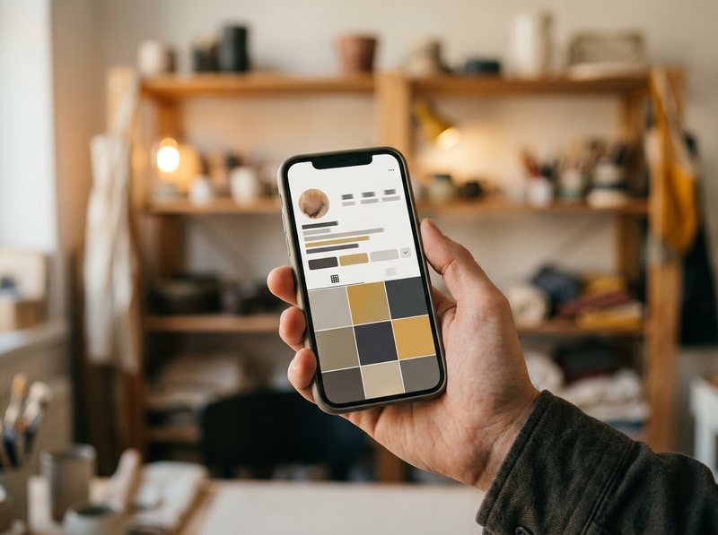 Optimiertes Social-Media-Profil eines lokalen Betriebs auf dem Smartphone