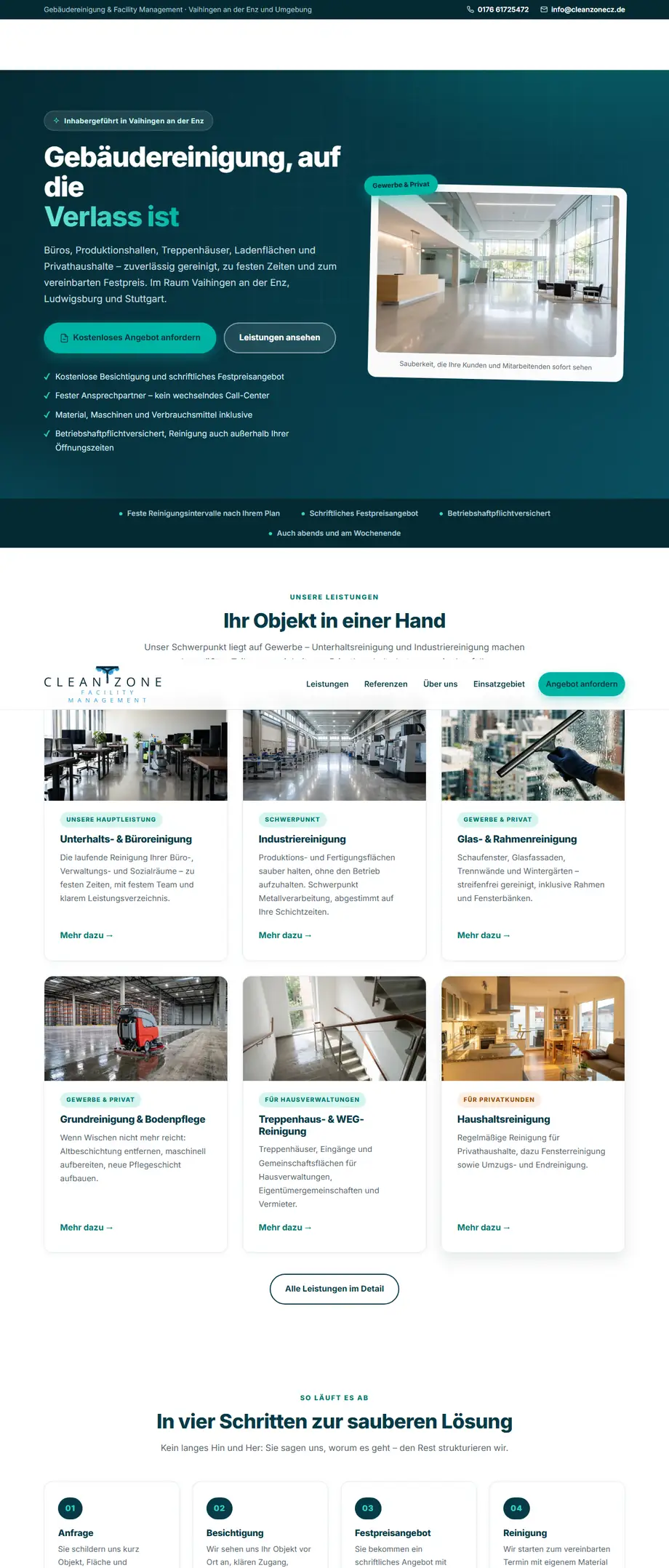 Website von CleanZone Gebäudereinigung