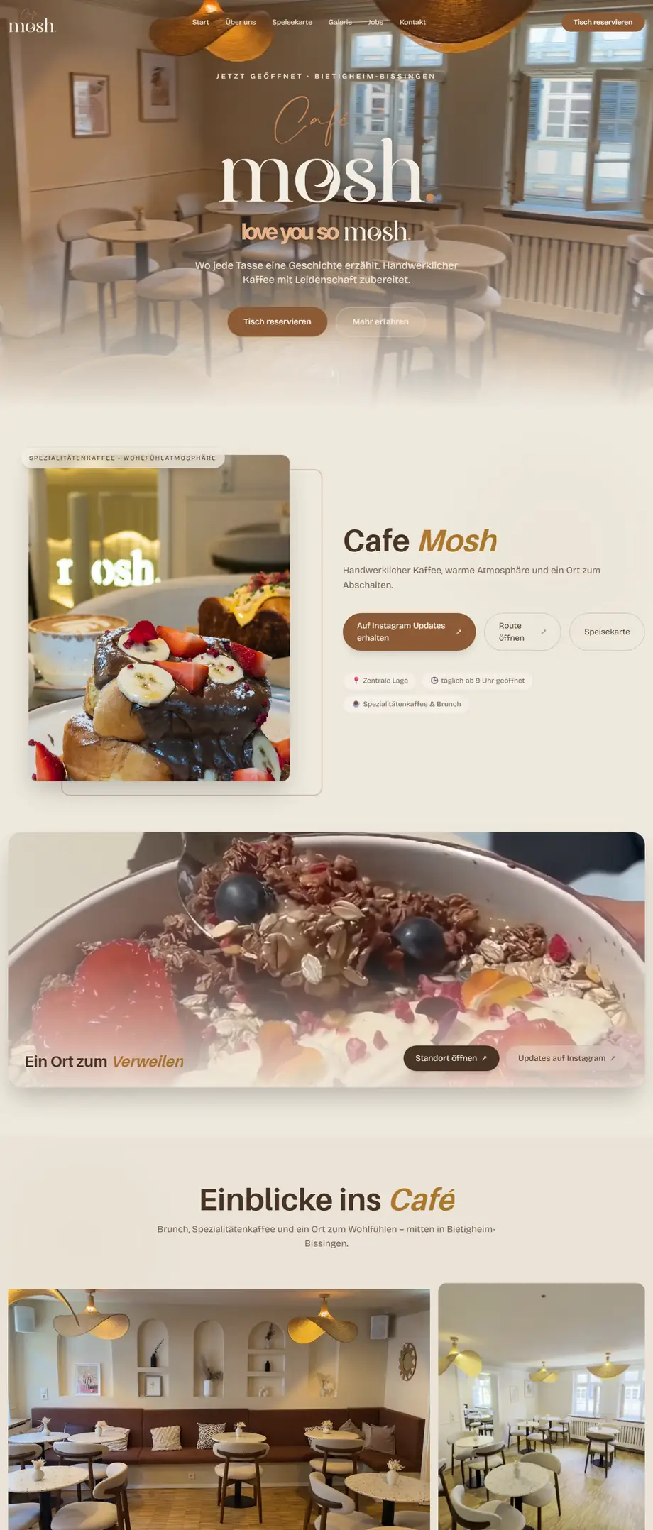 Website von Café Mosh