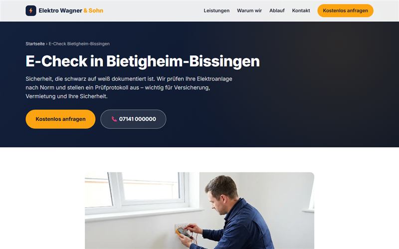 Website Elektro Wagner & Sohn – Elektriker Bietigheim-Bissingen